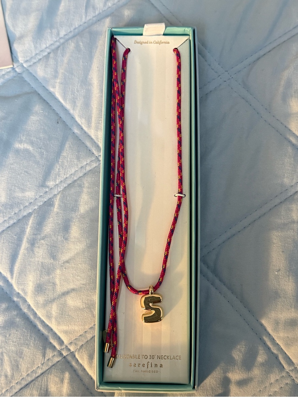 Serafina - San Francisco Pink Multicolor 'S' Initial Pendant Necklace